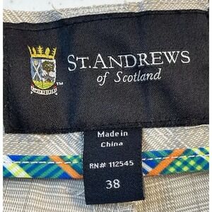 St Andrews Of Scotland Men's Size 38 Shorts‎ Beige & White Plaid